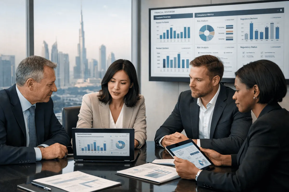 BI-Outsource accountants reviewing financial dashboards in the UAE