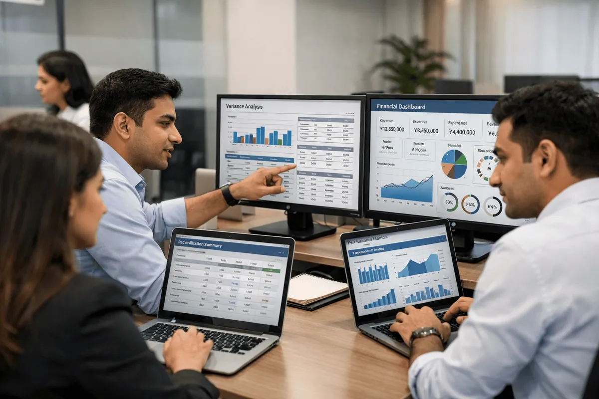 BI-Outsource accountants reviewing financial dashboards in India
